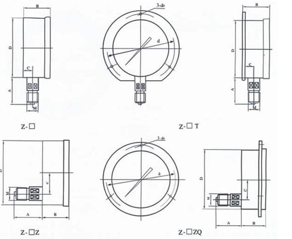真空壓(yā)力表外(wài)形尺寸(cun)圖